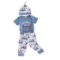 thumbnail image 5 of Emy Dola Baby Boys USA Flag Romper Outfits "My First 4th Of July" Baby Short Sleeve Long Pants 3-Pieces Clothes Set With Hat 0-12M, 5 of 8