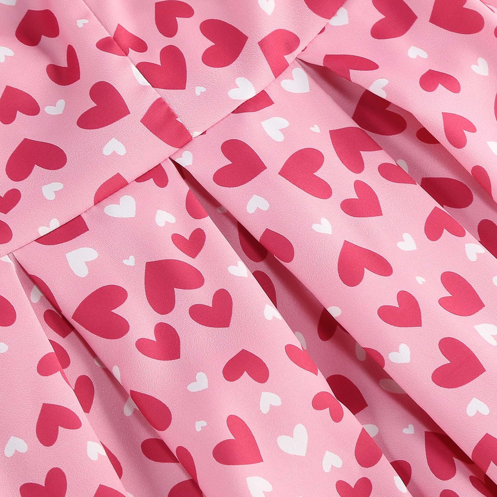hotojiny Formal Dresses for Women Valentine's Day Gifts Cute Heart Print Cocktail Dresses Trendy Flowy Short Sleeve Maxi Dress