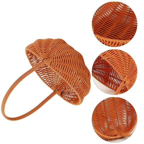 TABLZONE Handwoven Vintage Picnic Basket in Watermelon Shape, Brown Rustic Country Style for Outdoor Dining and Storage