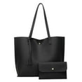 thumbnail image 2 of BLESIYA 2xFashion Women Leather Tote Purse Set Shoulder Bag Large Capacity Womens Bags Black, 2 of 3
