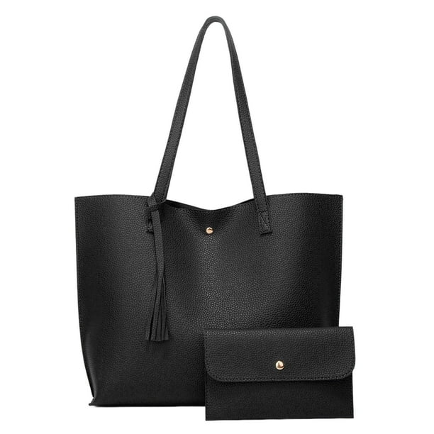 Bolso de mano de cuero para mujer Zulema bolso de hombro grandes Negro