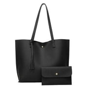 Tote Bag Large Purses and Handbags for Women Top Handle Shoulder Hobo Bag with Small Purse Black