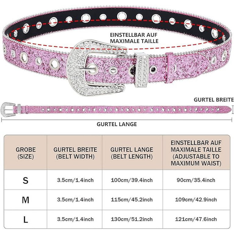 Rhinestone Belt for Men Women, Vintage Cowgirl Sequin 