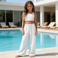 thumbnail image 4 of Atogsazn Kids Boys Wide Leg Sweatpants Childrens Casual Drawstring Elastic Waisted Pant with Pocket Teen Trendy White 5-6 Years Fashion, 4 of 9