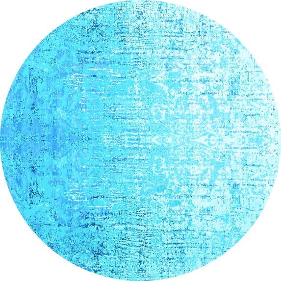 Ahgly Company Indoor Round Oriental Light Blue Industrial Area Rugs, 7' Round