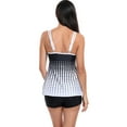 thumbnail image 3 of Women 2 Piece Tankini Sets Tummy Control Bathing Suit Backless Swimwear Dot Print U-Neck Sleeveless Camisole and Elastic Shorts Summer Slimming Swimsuit for Beachwear, 3 of 7