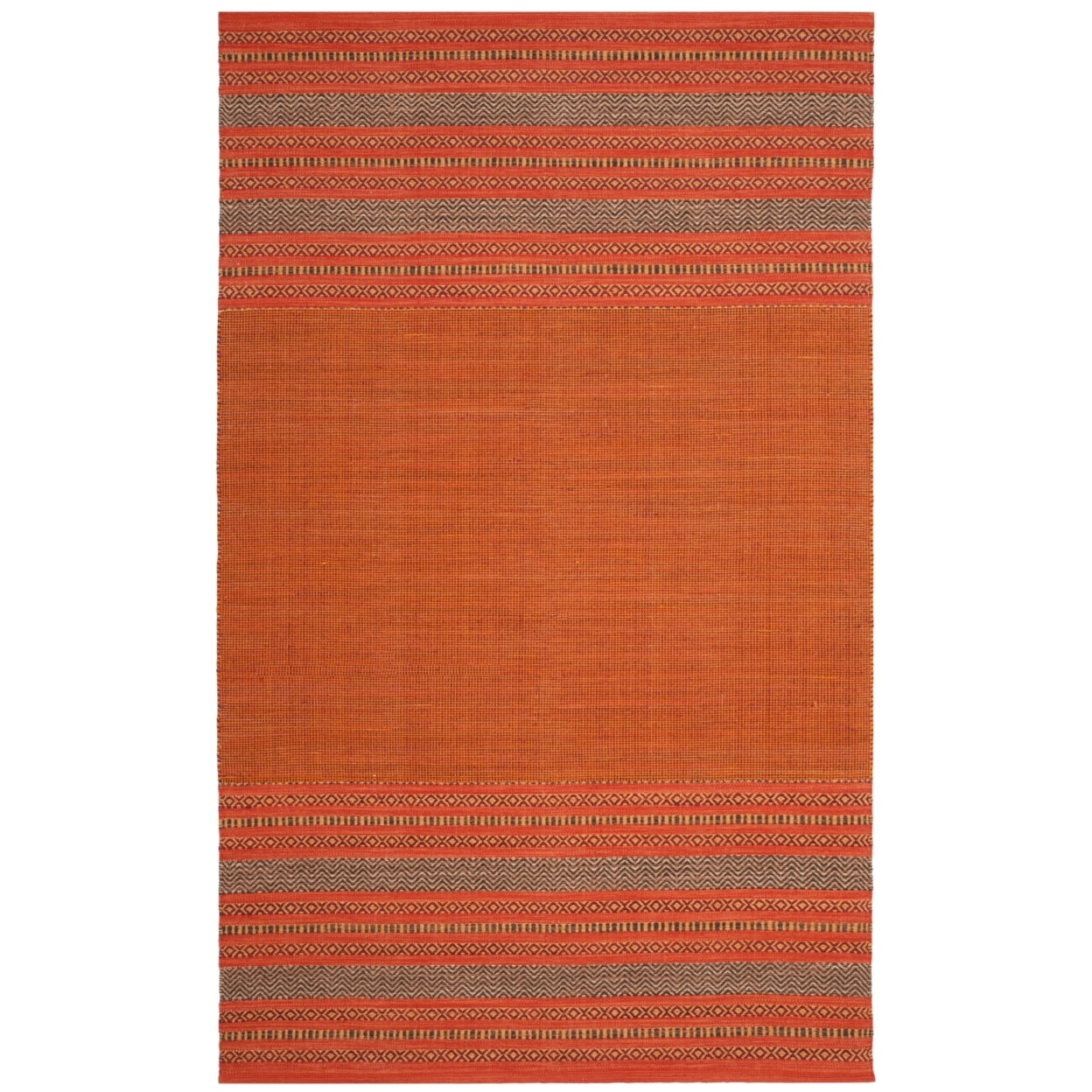 SAFAVIEH Montauk Jobeth Striped Soft Braided Cotton Area Rug, Orange/Red, 10' x 14'