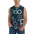 thumbnail image 2 of Picia Navy Blue Geometric mens Cotton Tank Undershirts , Moisture-wicking Ribbed Tanks, Lightweight Cotton Tank Undershirts-, 2 of 8