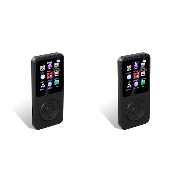 Matsuzay Mini reproductores de música MP3, compatible con Bluetooth, E-book, grabadora de voz deportiva, Radio de moda, soporte electrónico Negro Sin tarjeta TF 2Conjunto