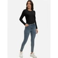 thumbnail image 6 of Womens Pullover Long Sleeve Crewneck Shirts Ribbed Knit Slim Fitted Casual Jumper Tops, 6 of 6