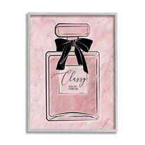 Stupell Industries Classy Pink Perfume Beauty & Fashion Painting Gray Framed Art Print Wall Art, 11 x 14
