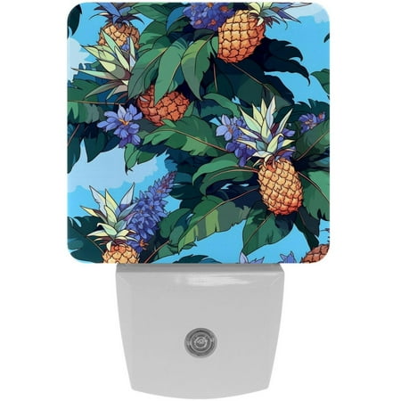 

2-Pin Plug into Wall [2 Pack] Colored Pineapple Decorative Night Light with Auto Dusk to Dawn Sensor Square LED 0.5W Plastic Night Light