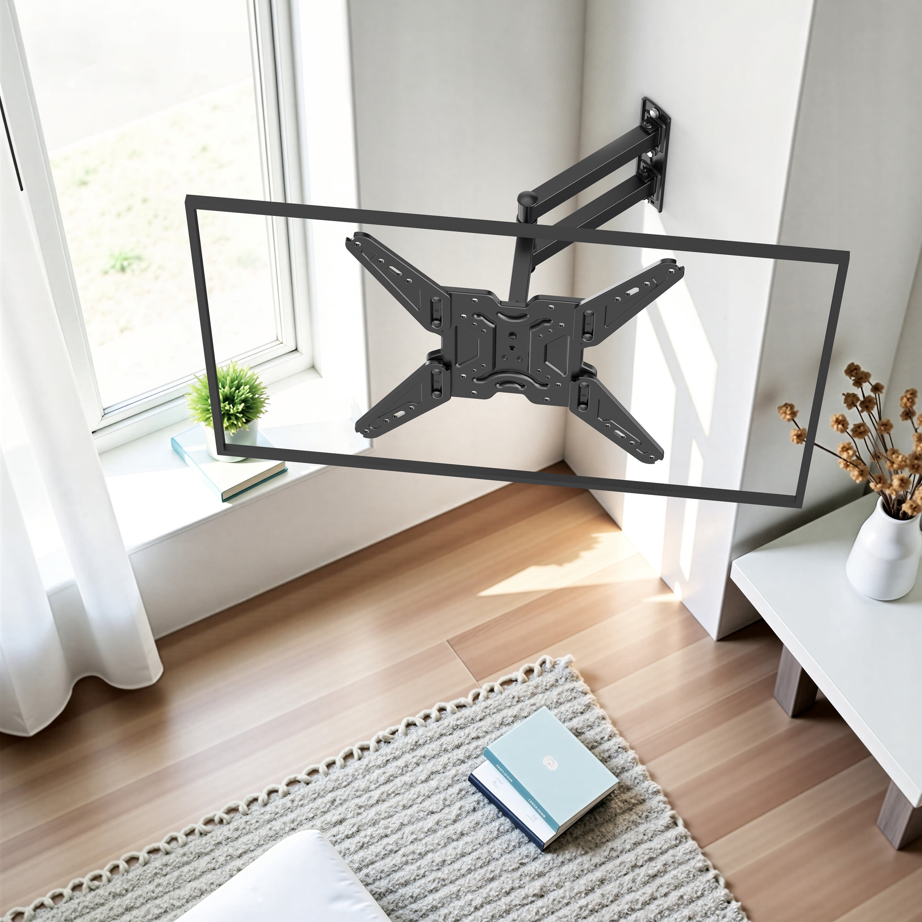 USX MOUNT Full Motion TV Wall Mount, Swivel Tilt Extension Articulating Arm for 26 to 65 Inch Flat Curved TV, Max VESA 400x400mm, Holds up to 77lbs, Fits Wood Stud Concrete Brick Walls