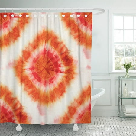 Pknmt Tie Dye Pattern Of Red And Orange Color Polyester Shower