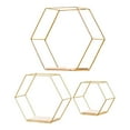 thumbnail image 1 of 3x Floating Hexagon Iron Wall Shelf Display Decoration Organizer en, 1 of 8
