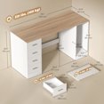 thumbnail image 3 of HOMCOM Bureau d'Ordinateur avec 4 Tiroirs Réversibles, Bureau de 55 Pouces, Blanc, 3 of 10