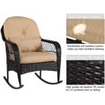 thumbnail image 2 of LVUYOYO Outdoor Wicker Rocking Chair All Weather w/ Cushions Garden Patio Yard Porch Lawn Balcony Backyard, Beige, khaki, 2 of 9