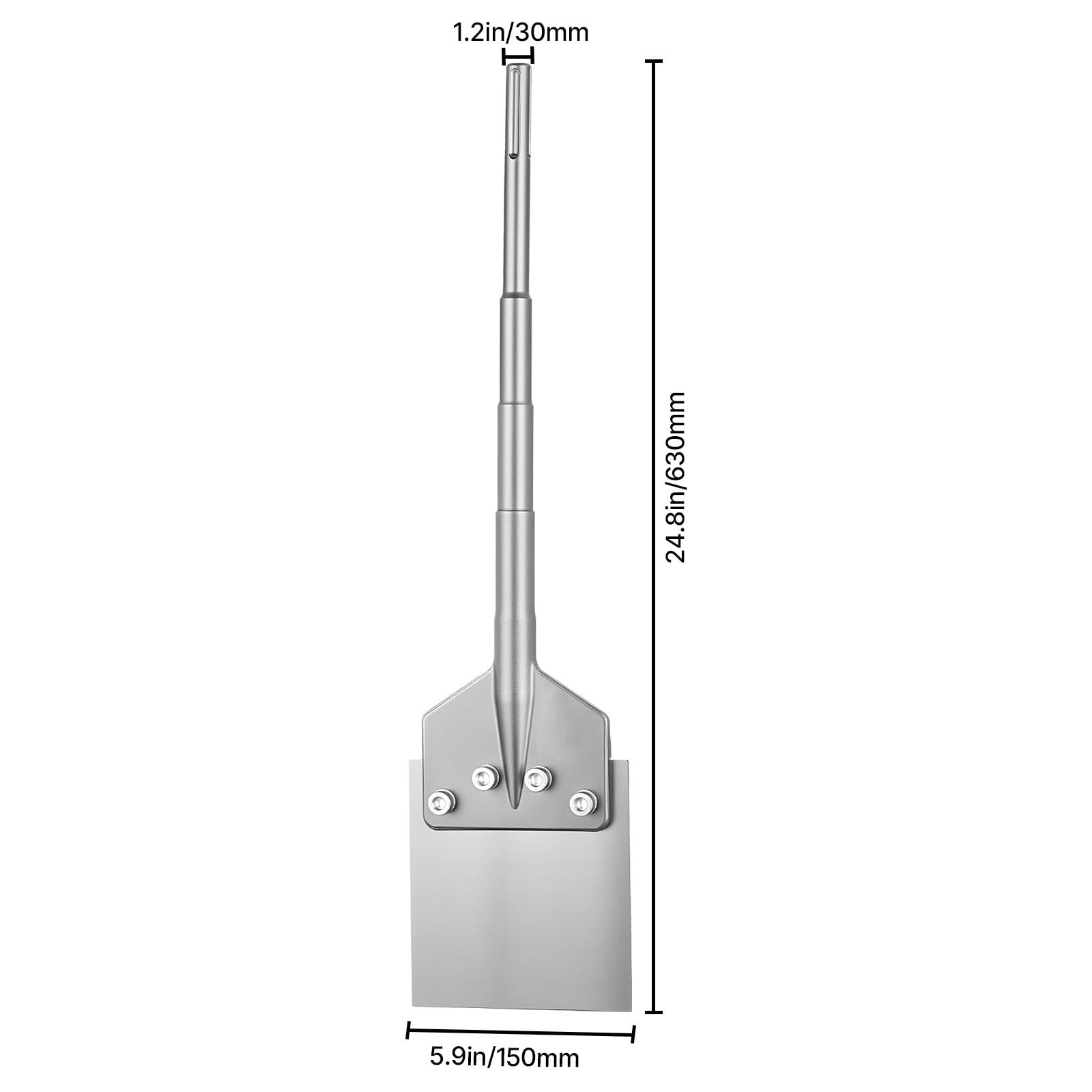 SDS Max Floor Scraper, 24.8" x 5.9" Chisel Bit with SDS Max Shank, Compatible with Rotary Hammers, Heat Treated 40Cr Alloy Steel, Sharp Edge for Removing Laminate Flooring, Tiles, and Mortar