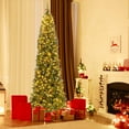 thumbnail image 1 of Costway 9 FT Pre-Lit Christmas Tree Slim Pencil Hinged with 500 Lights & 1298 Branch Tips, 1 of 10