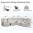 thumbnail image 6 of Power Recliner Sofa Sets with Speaker for Living Room Gray Faux Leather Electric Home Theater Seating Reclining Sofa with Console Storage, 6 of 6