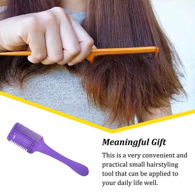 Peigne de Coiffure avec Poignée Double Usage Multi-Usage Accessoires de Rasage pour Hommes Tondeuse de Barbier Violet