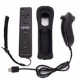 thumbnail image 2 of 2-in-1 Wii Controller Set with Built-in Accelerator - Black Remote Plus Black Nunchuk, Complete Kit Includes Silicone Protective Case & Anti-lost Lanyard, Full-function Gaming Accessories for Wii, 2 of 7