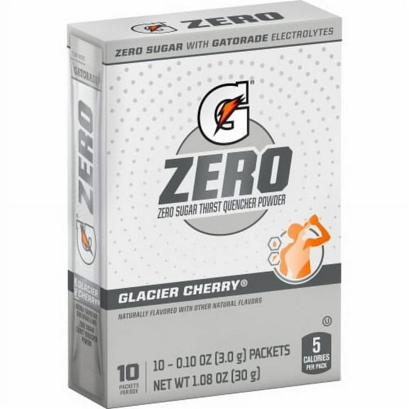 2X-Gatorade Zero Sugar Glacier Cherry Electrolyte Enhanced Sports Drink Mix - 0.1 oz - 10 ct