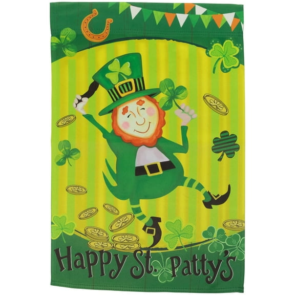Northlight Dancing Leprechaun "Happy St. Patty's" Outdoor Garden Flag 18" x 12.5" - 18" x 12.5"