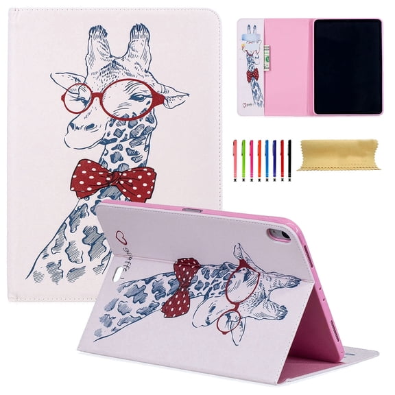 iPad Pro 11" 2018 Case, Allytech PU Leather Stand Flip Folio Wallet Cases and Covers with Cash Card Slots for Apple iPad Pro 11-inch 2018 Release Tablet, Mr. Giraffe