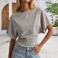 thumbnail image 6 of Yopmin Dolman Short Sleeve Top Crewneck Tighten Waist Crop Top Casual Loose Summer Tee for Daily Wear, 6 of 7