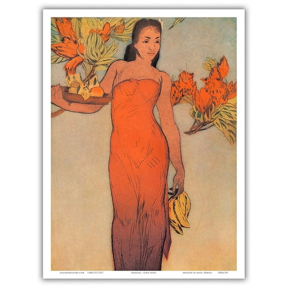 Healani - Hawaii - Royal Hawaiian Hotel - Vintage Color Aquatint Etching by John Melville Kelly c.1940s - Master Art Print (Unframed) 9in x 12in