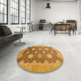 thumbnail image 3 of Ahgly Tapis Rond Abstrait Sedona Brun Oriental pour Intérieur, 7 Pieds Rond, 3 of 6