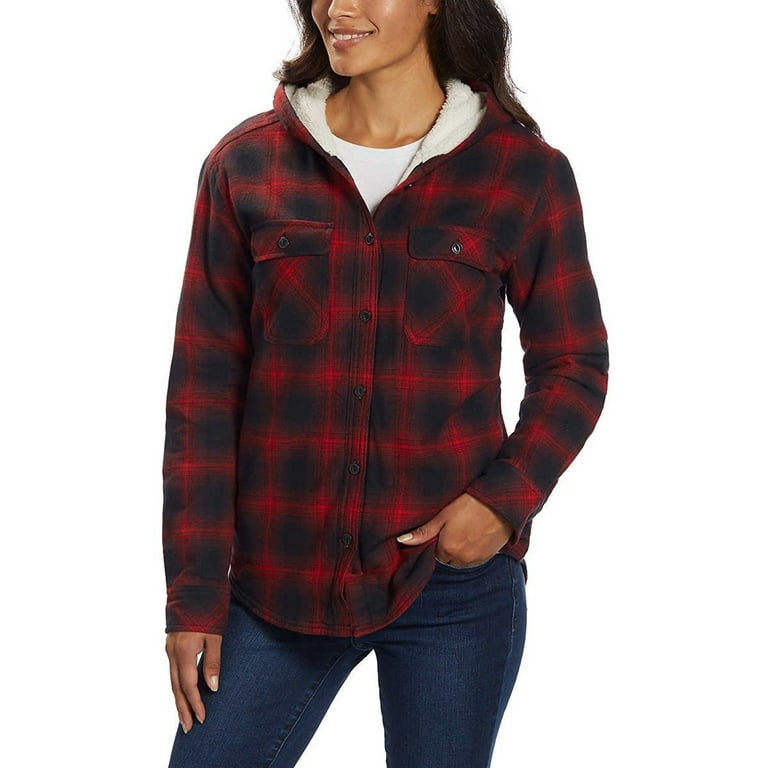 Boston Trader Ladies Sherpa Lined Hooded Flannel Walmart