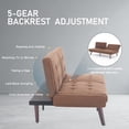 thumbnail image 3 of BSHTI 63" 3-in-1 Convertible Sofa Bed – 5-Position Adjustable Backrest (90°-180°), Linen Blend Fabric, Comfort Sofa for Apartment, Guest Room, or Living Space, Brown, 3 of 10