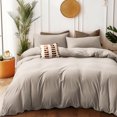 thumbnail image 3 of Pure Era Duvet Cover Set,Queen Size, Jersey Knit Cotton 100% T-Shirt Cotton,Ultra Soft 2 Pillowcases,Cream Beige Gray, 3 of 7