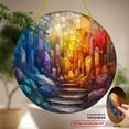 thumbnail image 2 of 2D Flat, 1pc Round Acrylic Crystal Cave Sun Catcher - Stained Window Hanging Art, Vibrant Rainbow Maker & Home Decor, Ideal Thank You Gift, Vibrant Decoration_ Cave Design, 8*8inch, 2 of 7