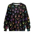 thumbnail image 4 of Xoenoiee Colorful Dog Paw Print Womens Sweatshirts Oversized Crewneck Y2K Pullover Long Sleeve Fall Winter Split Clothes Sweater with Side Pockets, Size 3XL, 4 of 7