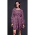 thumbnail image 6 of Bimba Pink Snow Flakes Floral Floral Print Button Down Long Sleeve Midi Dress Women Clothing-Medium, 6 of 7