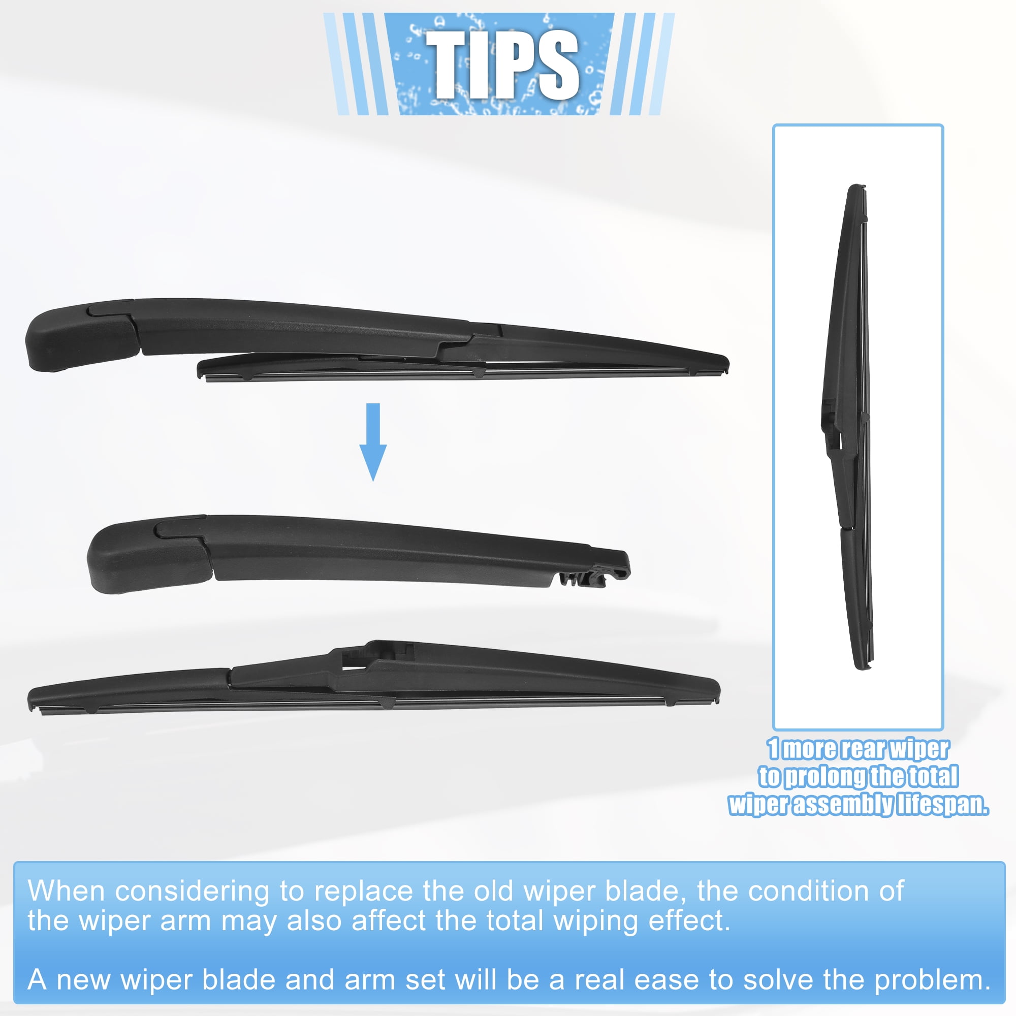 Unique Bargains Rear Wiper Arm Set for Mazda 5 2005-2013 and for Kia Forte 2010-2013