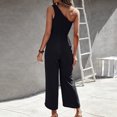 thumbnail image 3 of Vedolay Womens Summer One Shoulder High Waist Solid Color Casual Loose Jumpsuit,Black XXL, 3 of 5