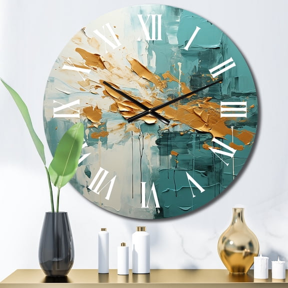 Designart "Blue Oasis IV" Abstract Landscape Oversized Wall Clock