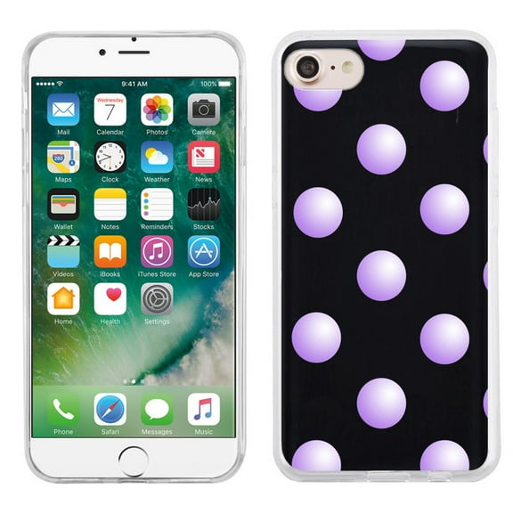Slim-Fit case for Apple iPhone 8, OneToughShield ® TPU Gel Protector Phone Case - Polka Dot / Purple