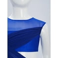 thumbnail image 4 of Runhomal Justaucorps de Danse pour Filles, Asymétrique, en Maille Transparente avec Jupe, Pailleté, Ballet et Danse Lyrique, Bleu, 10, 4 of 7