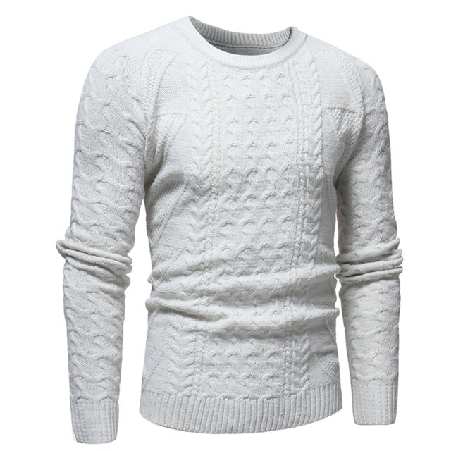 Hombres Sólido O-cuello Manga larga Invierno Tejer Tops Jersey Blusa Suéter Pompotops hdfakjf10294