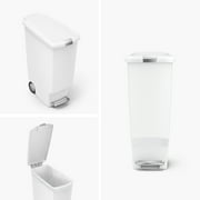 simplehuman Kitchen Trash Can, 10.6 Gallon Plastic Step Garbage Bin with Secure Slide Lock Lid, White