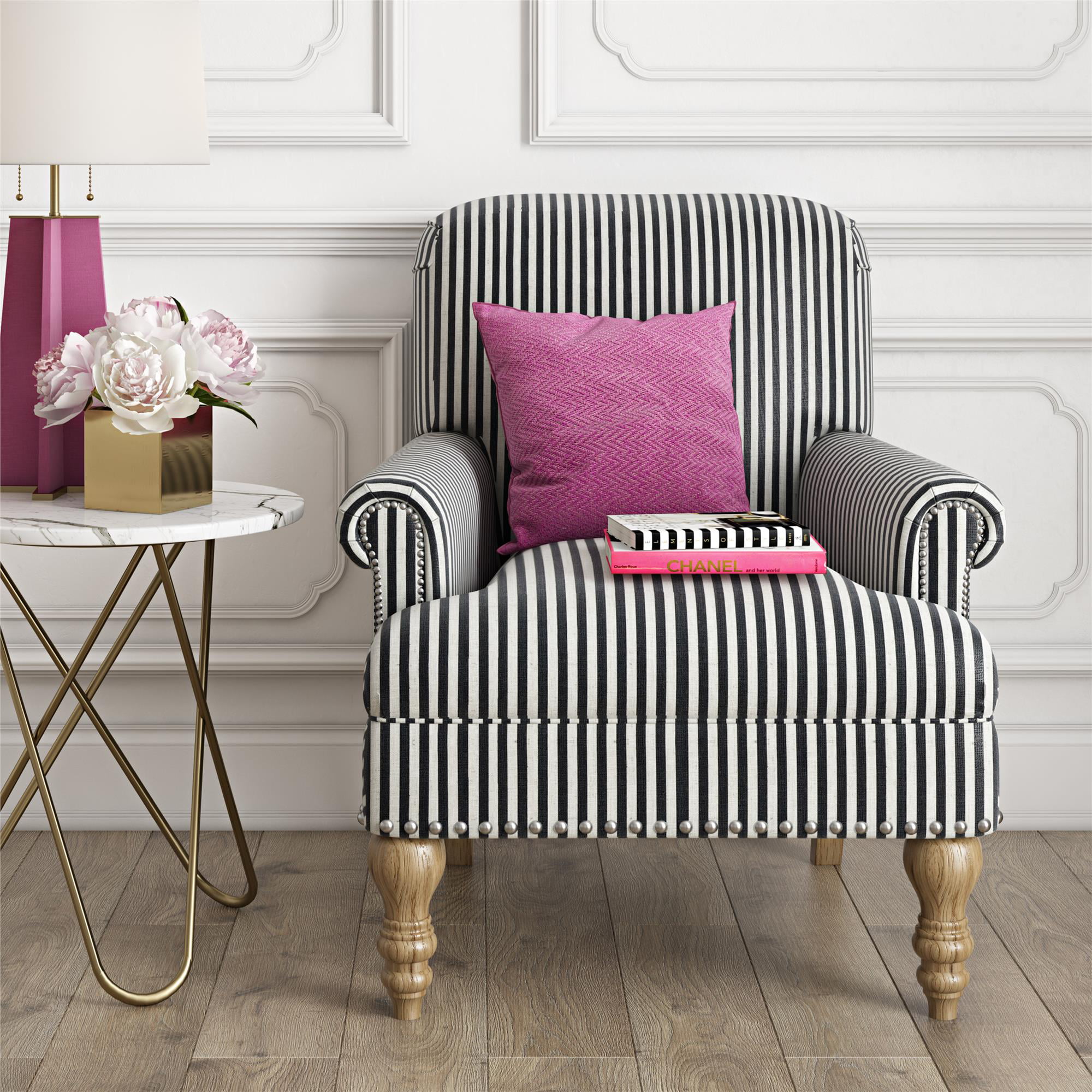 Dorel Living Jaya Accent Chair, Black Stripe