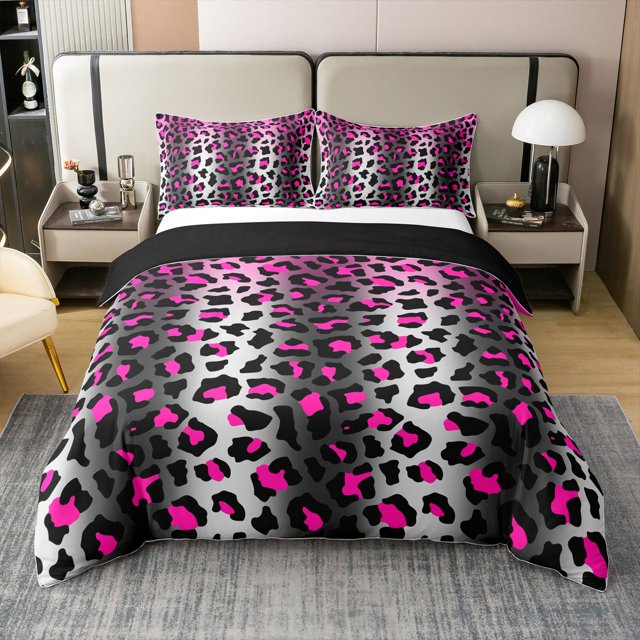 Erosebridal Housse de Couette en Coton 100 % à Motif Animal Format Double, Housse de Couette en Coton 100 % Léopard Guépard Double, Décor Faune de Jungle, Réversible (Sans Couette)