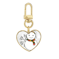 thumbnail image 1 of Tiempo de nieve copo de nieve ilustración Llavero de metal en forma de corazón dorado, 1 of 3