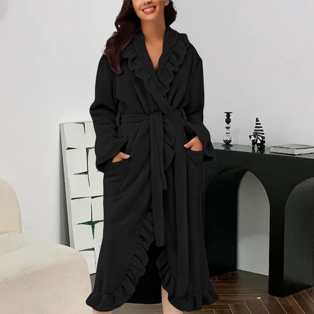 long lightweight dressing gown ladies WCJM Robes for Women Women's Hooded Fleece Towelling Women's Bathrobe Sauna Gown House Coat Long Bathrobe Plush Long Style Women Robes Luxury evening wear