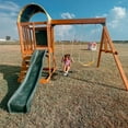 KidKraft Ainsley Wooden Outdoor Swing Set with Slide and Rock Wall